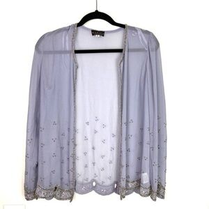 Marina Bresler Cardigan Wrap womens 6 purple sequin open front formal